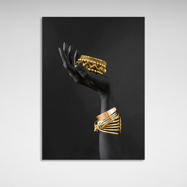 Картина на холсте рука с золотыми браслетами, 30х40 см, Холст полиэстеровый
