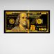Картина на холсте 100 долларов черный и золотой Gold Franklin, 30х60 см, Холст полиэстеровый