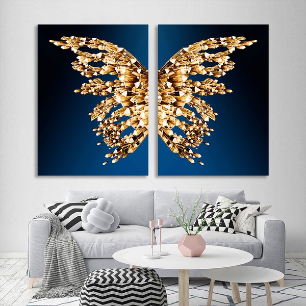 Картина на холсте модульные крылья бабочки, 2 части по 30х40 см, Холст полиэстеровый
