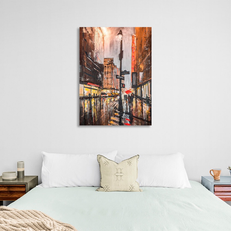 Картина на холсте на стену в гостиную интерьерная Дождливый город Нью-Йорк 4, 30х40 см, Холст полиэстеровый