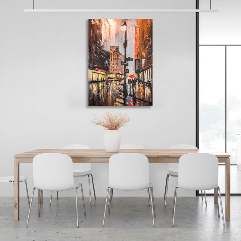 Картина на холсте на стену в гостиную интерьерная Дождливый город Нью-Йорк 4, 30х40 см, Холст полиэстеровый