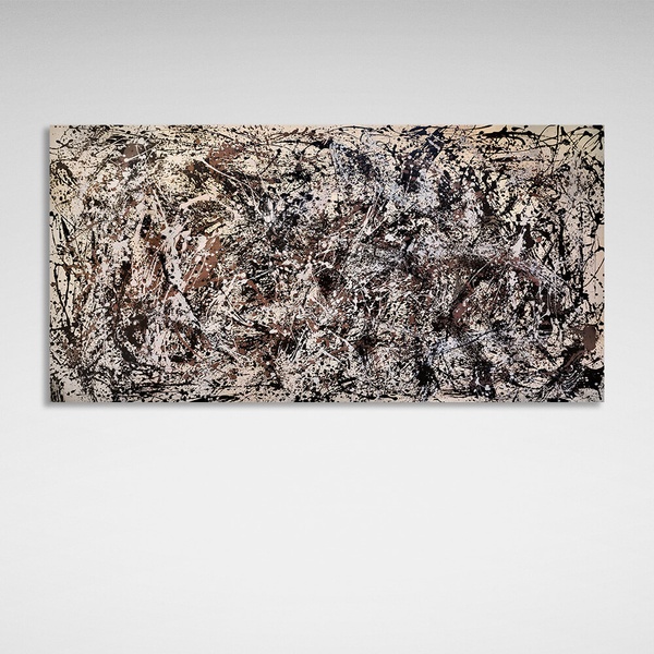 Картина на холсте абстракция Репродукция Джексон Поллок бежево-коричневая, 30х60 см, Холст полиэстеровый
