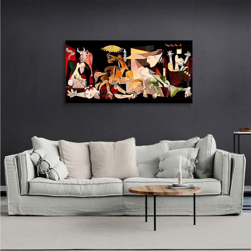 Картина на полотні репродукція Пабло Пікассо Герніка в кольорі, 30х60 см, Холст поліестеровий