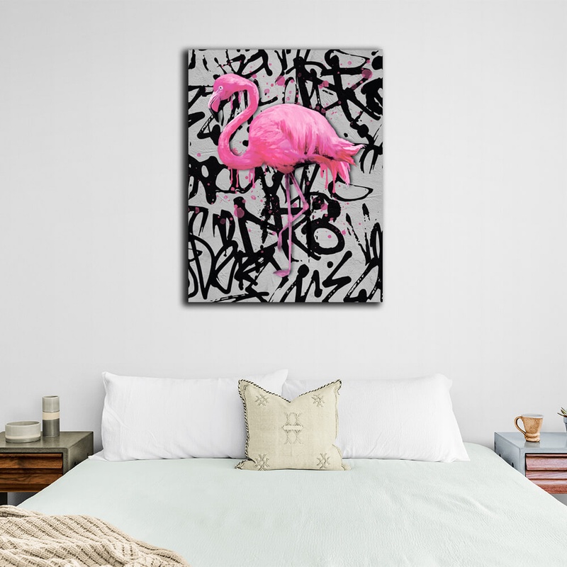 Картина на холсте для дома Розовый фламинго, 30х40 см, Холст полиэстеровый