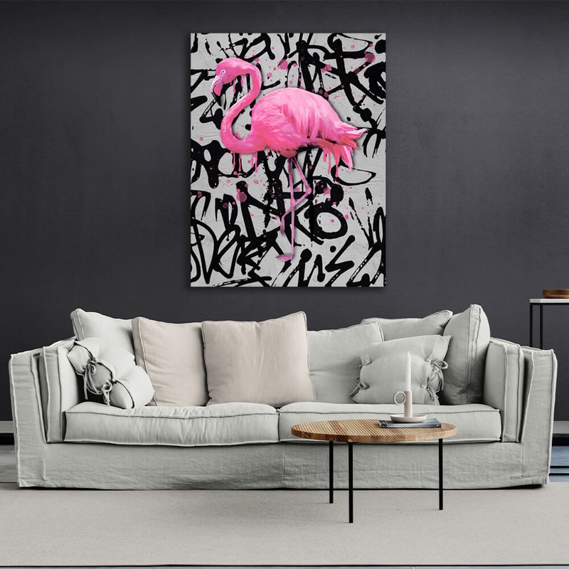 Картина на холсті для дому Рожевий фламінго, 30х40 см, Холст поліестеровий