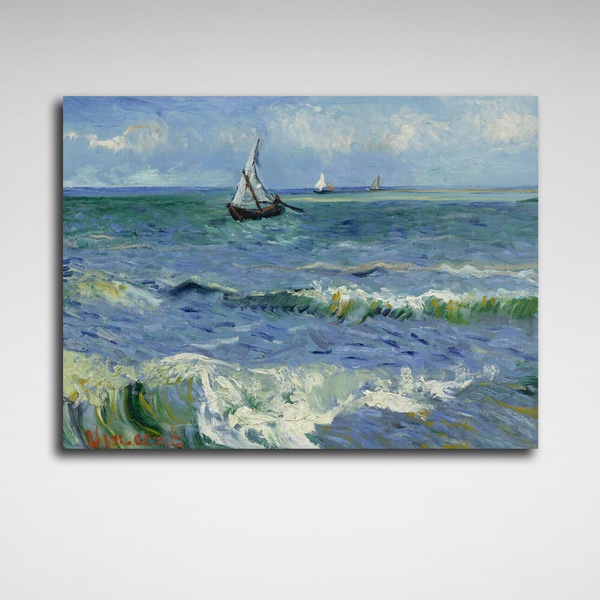 Картина на холсті репродукція Морский пейзаж в Сен-Марі Вінсент Ван Гог, 30х40 см, Холст поліестеровий