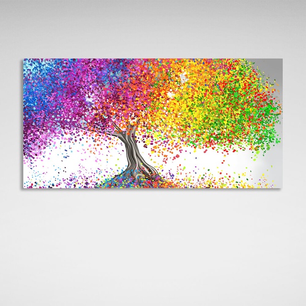 Картина на холсте для дома Colored tree, 30х60 см, Холст полиэстеровый