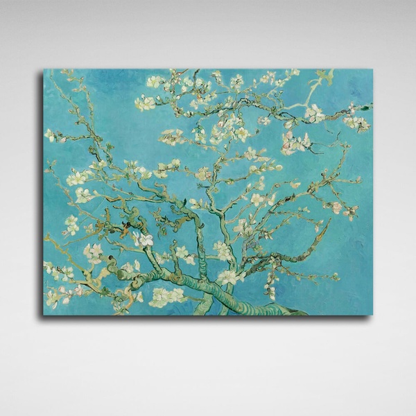 Картина на холсті репродукція Квітучі гілки мигдалю Вінсент Ван Гог, 30х40 см, Холст поліестеровий