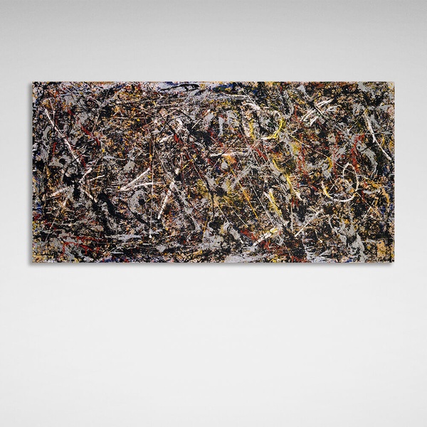 Картина на холсте абстракция Репродукция Джексон Поллок коричнево-бежевая, 30х60 см, Холст полиэстеровый