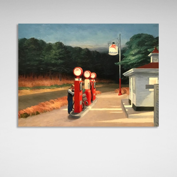 Картина на холсте репродукция Заправочная станция  Эдвард Хоппер, 30х40 см, Холст полиэстеровый