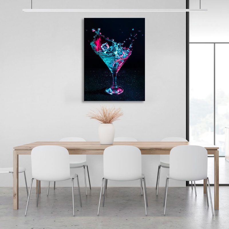 Картина на холсте для интерьерная для кухни ресторана бара Бокал с коктейлем, 30х40 см, Холст полиэстеровый