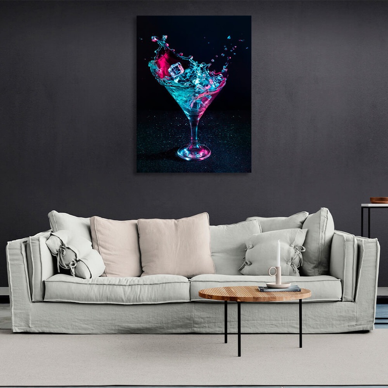 Картина на холсте для интерьерная для кухни ресторана бара Бокал с коктейлем, 30х40 см, Холст полиэстеровый